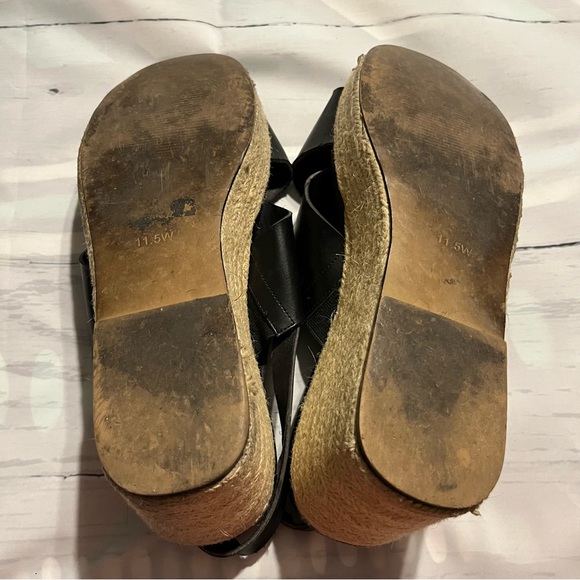 Black Espadrille Platform Sandals / Wedge Heels, Very Slight Heel, Size 11.5 W - Picture 10 of 12